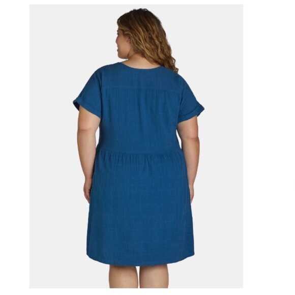 Terra & Sky Women's Plus Dolman Swing Dress, Blue Comet - Picture 4 of 4